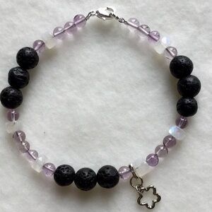 Hand Made Gemstone Lava Rock Oil Scent Charm Bracelet
